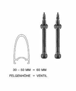 Schwalbe, Ventil Alu Tubelessventil 60mm Für TL-Ready Umrüstung SV, 2er Pack, Schwarz