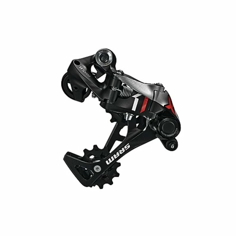 Sram, Schaltwerk, X01, 11-fach, Carbonkäfig, Type 2, Dekor Rot, Max. 42 Z., 252g 1 Sram, Schaltwerk, X01, 11-fach, Carbonkäfig, Type 2, Dekor Rot, Max. 42 Z., 252g